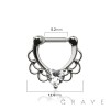 CZ HEART LACEY SEPTUM HINGED CLICKER
